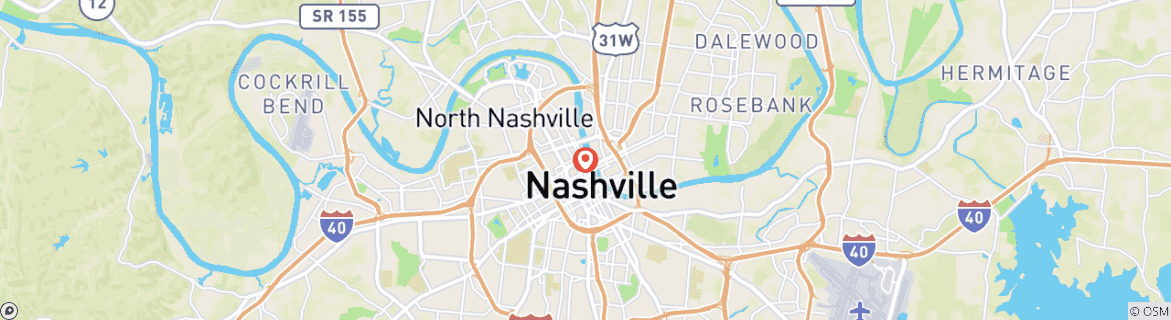 Karte von Nashville: Das perfekte lange Wochenende - Musik, Geschichte und Südstaaten-Flair