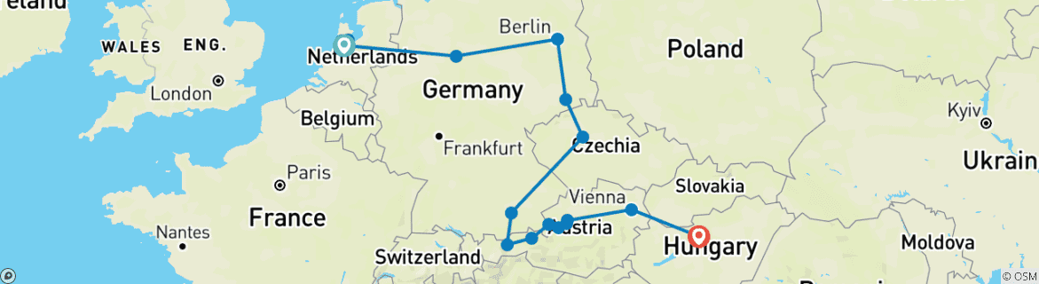 Image d'une carte montrant l'itinéraire du circuit