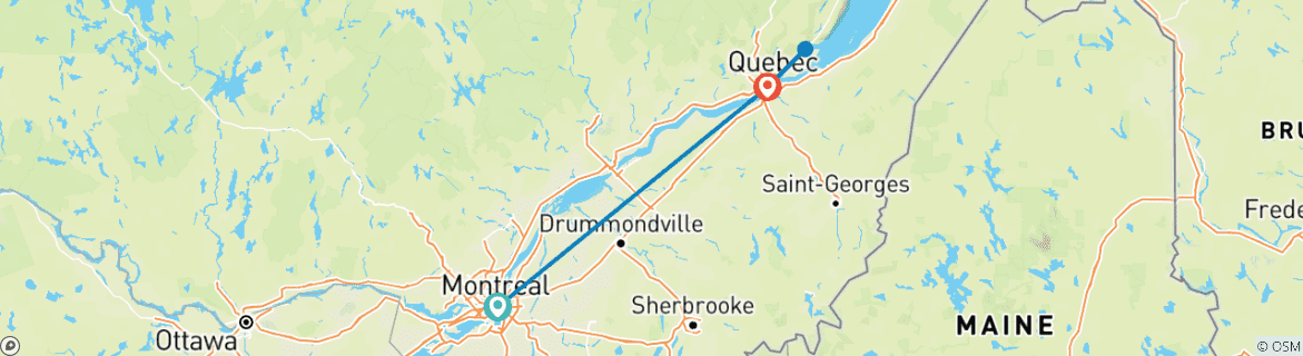 Image d'une carte montrant l'itinéraire du circuit