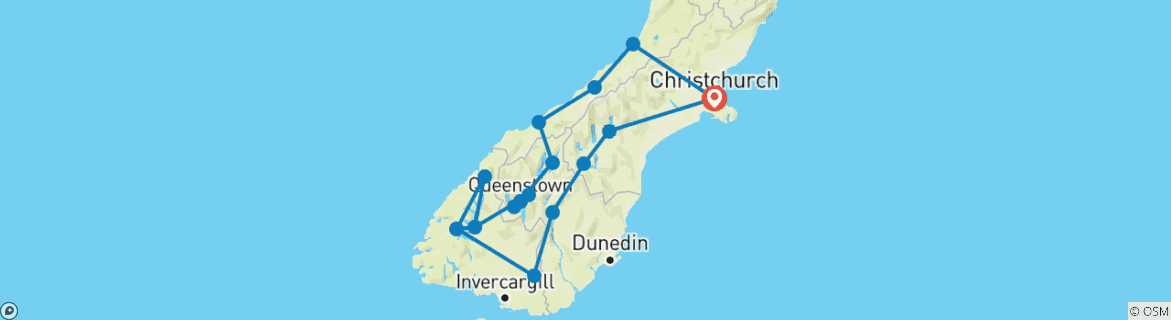 Image d'une carte montrant l'itinéraire du circuit
