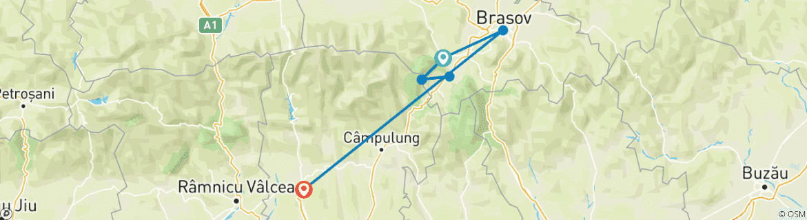 Image d'une carte montrant l'itinéraire du circuit
