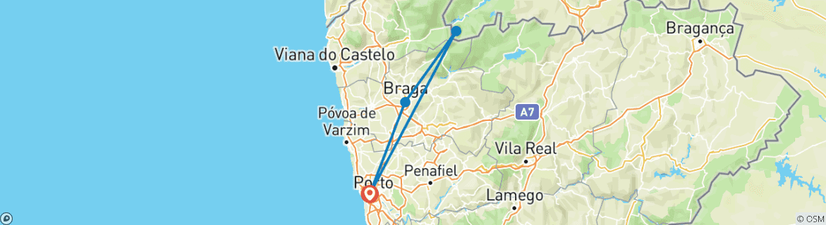 Image d'une carte montrant l'itinéraire du circuit