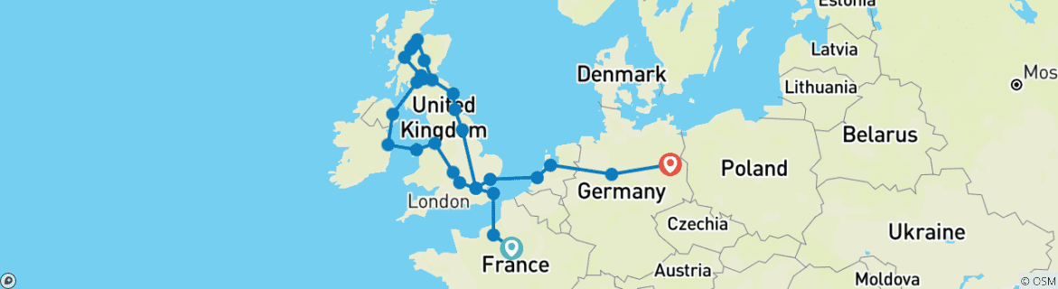 Image d'une carte montrant l'itinéraire du circuit