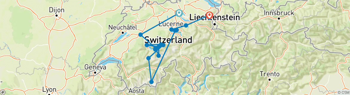 Image d'une carte montrant l'itinéraire du circuit