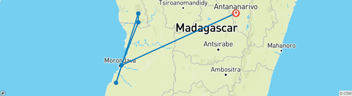 Image d'une carte montrant l'itinéraire du circuit