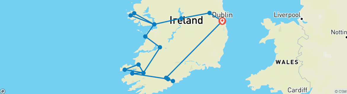 Image d'une carte montrant l'itinéraire du circuit