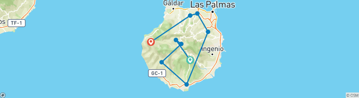 Image d'une carte montrant l'itinéraire du circuit