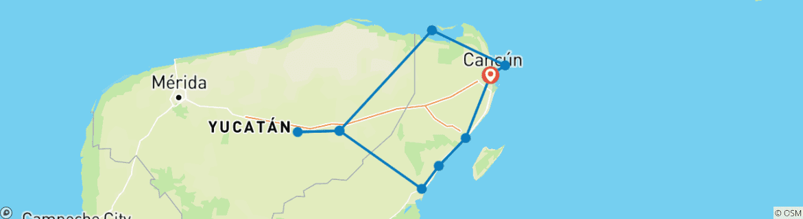 Image d'une carte montrant l'itinéraire du circuit
