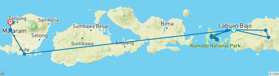 Image d'une carte montrant l'itinéraire du circuit