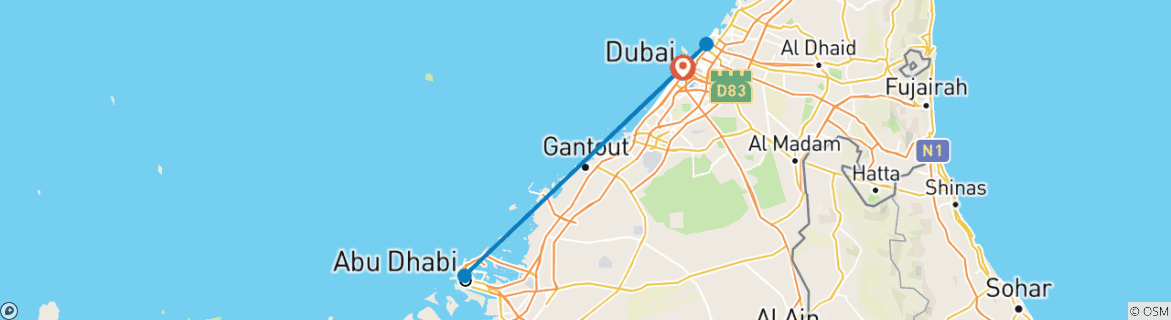 Image d'une carte montrant l'itinéraire du circuit