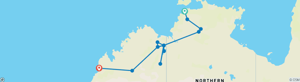 Karte mit der Reiseroute