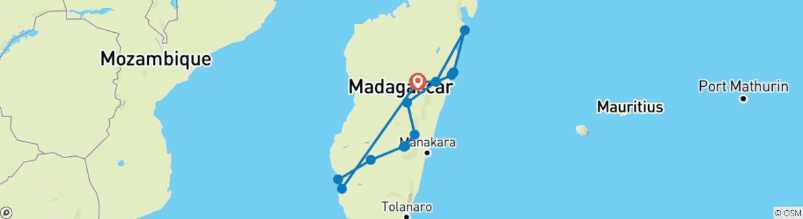Image d'une carte montrant l'itinéraire du circuit