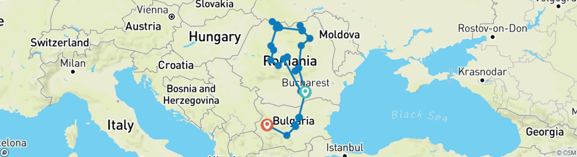 Image d'une carte montrant l'itinéraire du circuit