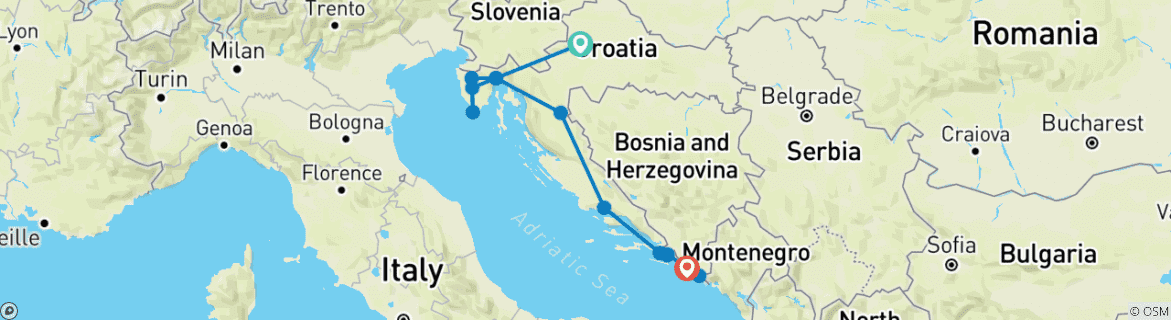 Image d'une carte montrant l'itinéraire du circuit