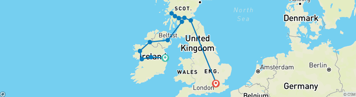Image d'une carte montrant l'itinéraire du circuit