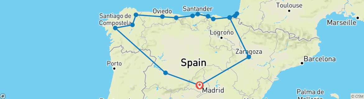 Mapa de Explora Madrid y el norte de España
