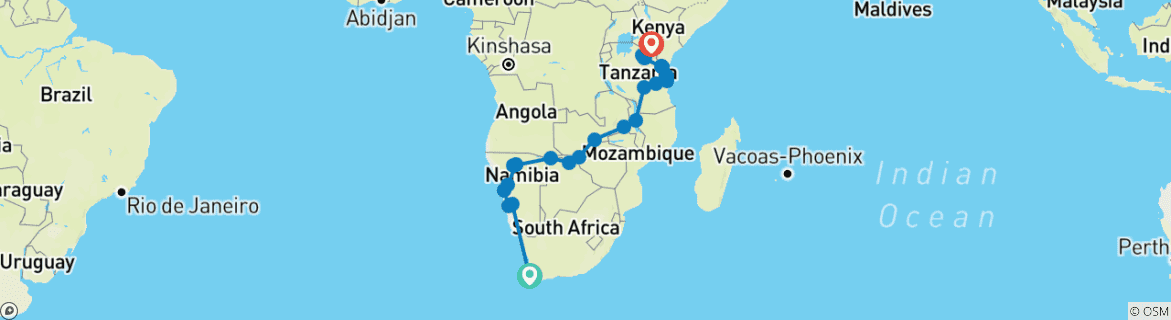 Imagen de un mapa que muestra la ruta del circuito
