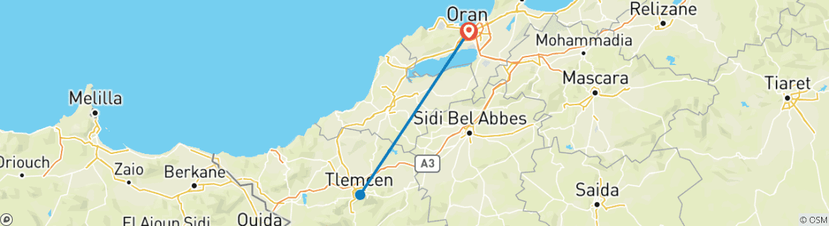 Carte du circuit Circuit « Éclipse solaire en Algérie occidentale »