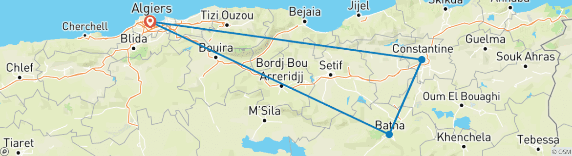 Carte du circuit Circuit « Éclipse solaire dans l'est de l'Algérie »