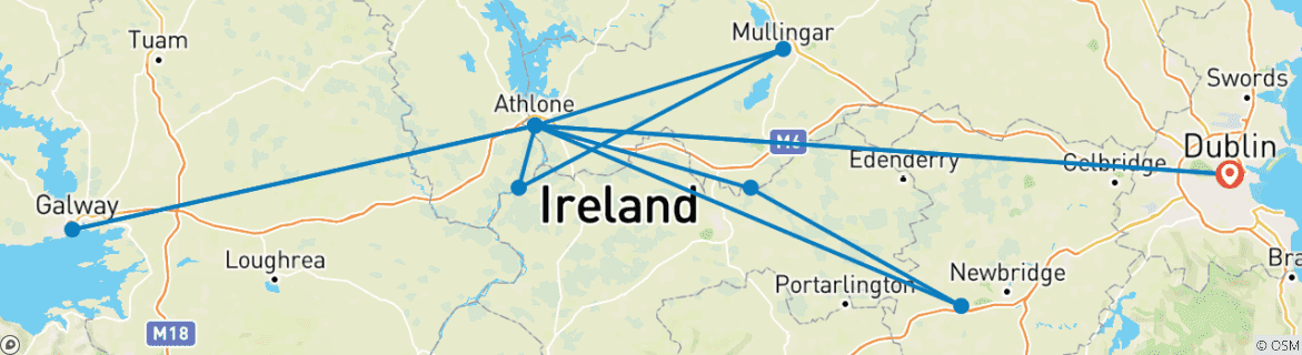 Image d'une carte montrant l'itinéraire du circuit