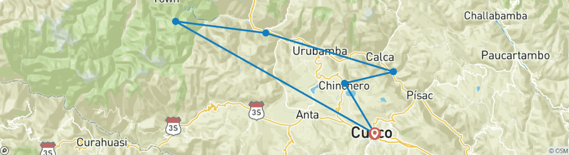 Image d'une carte montrant l'itinéraire du circuit
