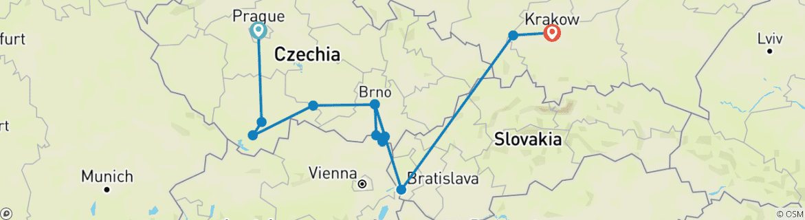 Image d'une carte montrant l'itinéraire du circuit