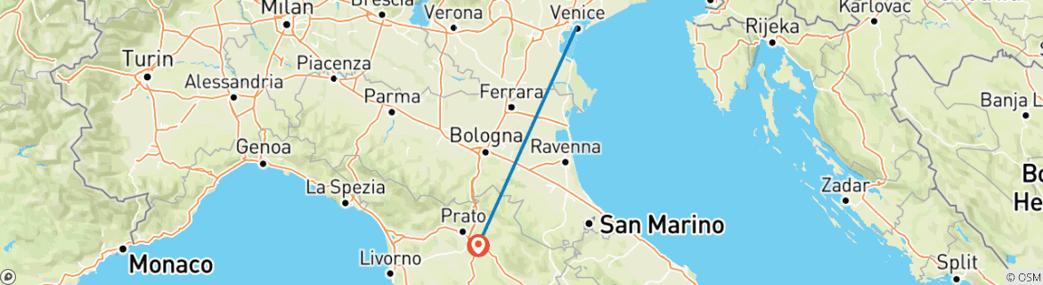 Image d'une carte montrant l'itinéraire du circuit