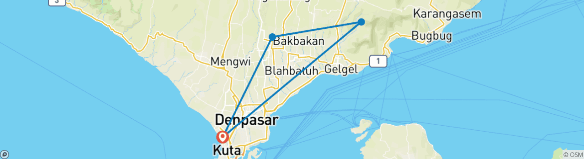 Carte du circuit Bali en harmonie : 10 jours – Culture, bien-être, art de vivre serein – Ubud / Sidemen