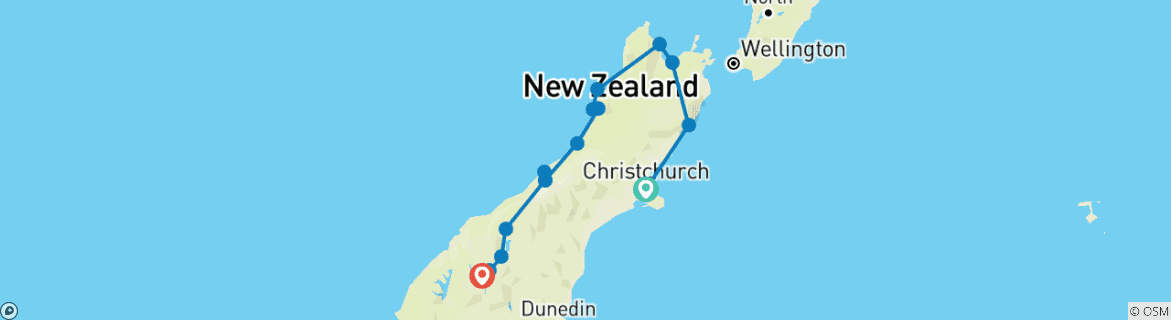 Image d'une carte montrant l'itinéraire du circuit