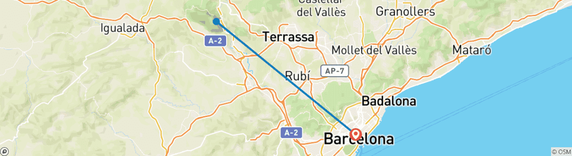 Image d'une carte montrant l'itinéraire du circuit