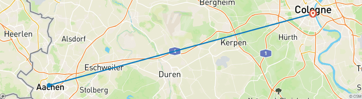 Image d'une carte montrant l'itinéraire du circuit