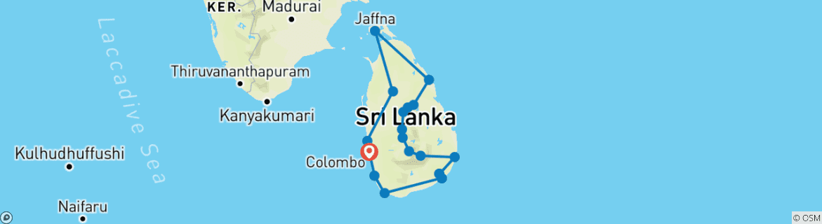 Carte du circuit Une expérience exclusive au Sri Lanka