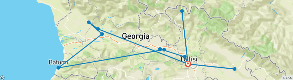 Image d'une carte montrant l'itinéraire du circuit