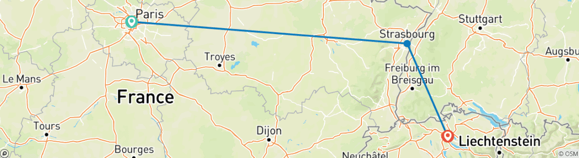 Image d'une carte montrant l'itinéraire du circuit
