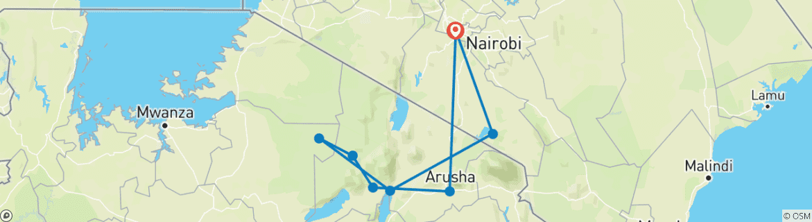 Map of Serengeti Trail (8 destinations)