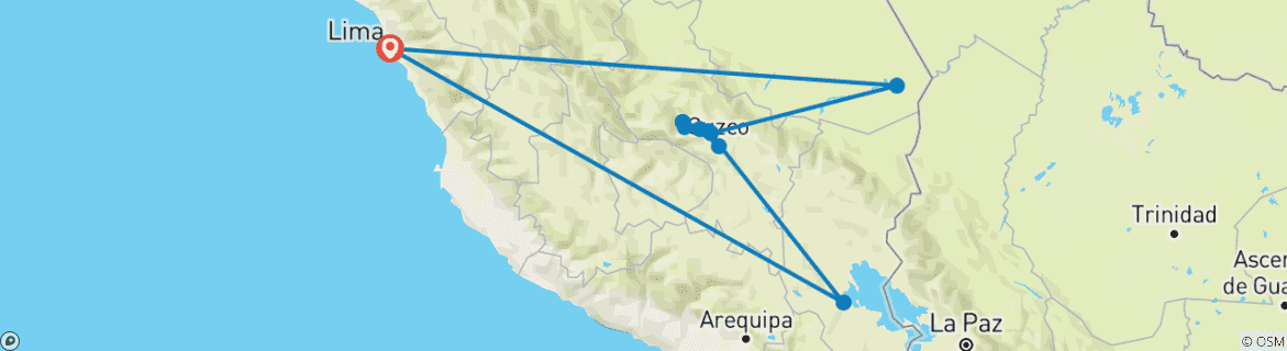 Karte von Peruanische Pfade (11 Destinationen)