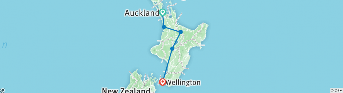 Map of New Zealand: Best of the North Island