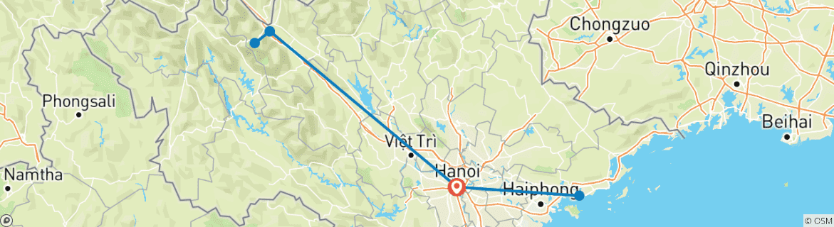 Karte mit der Reiseroute