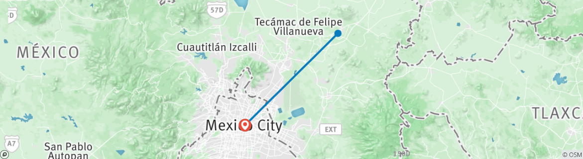 Map of Teotihuacan Pyramids & Temples from Mexico city