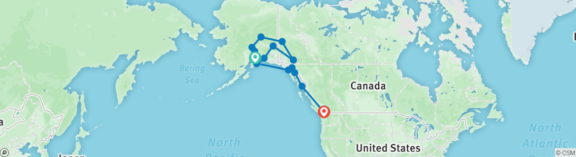 Map of Ultimate Alaska & the Yukon with Alaska Cruise