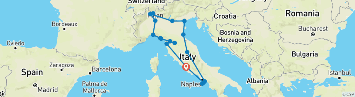 Carte du circuit Le meilleur de l'Italie
