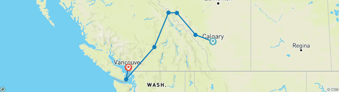 Carte du circuit Au cœur des Rocheuses canadiennes
