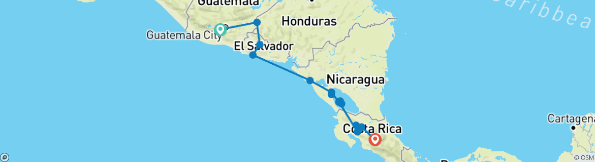 Mapa de Ruta de los volcanes: aguas termales y océanos cristalinos