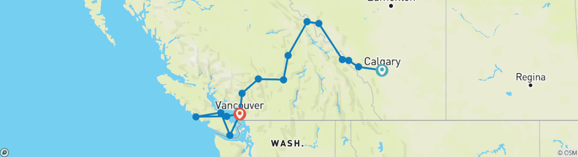 Map of From the Rockies to Vancouver Island