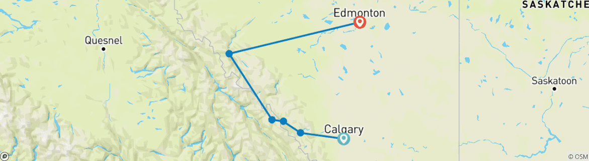 Map of Hiking and Canoe - Hotel and Camping Mix