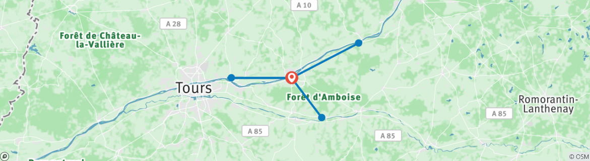 Map of Loire Valley - Amboise Cycling Loops