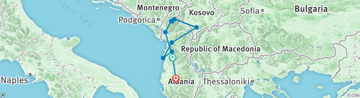 Map of Walking in Albania