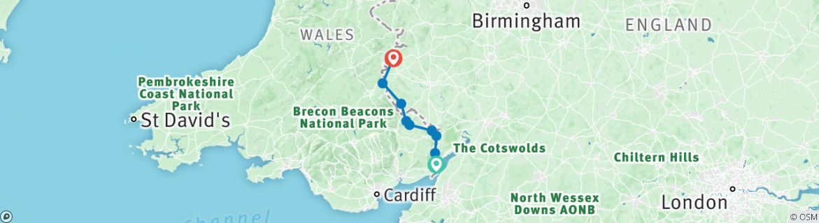 offa's dyke cycle route map