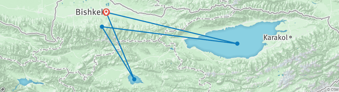 Map of Bishkek To Bishkek (15 Days)