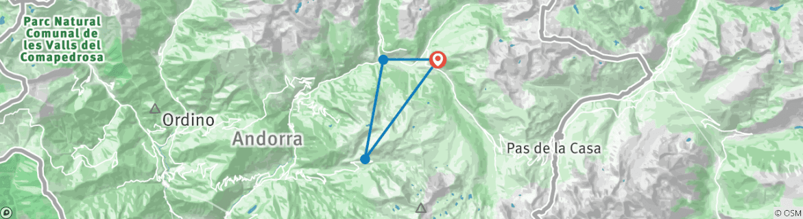 Map of Summer Pyrenees Family Holiday with teenagers